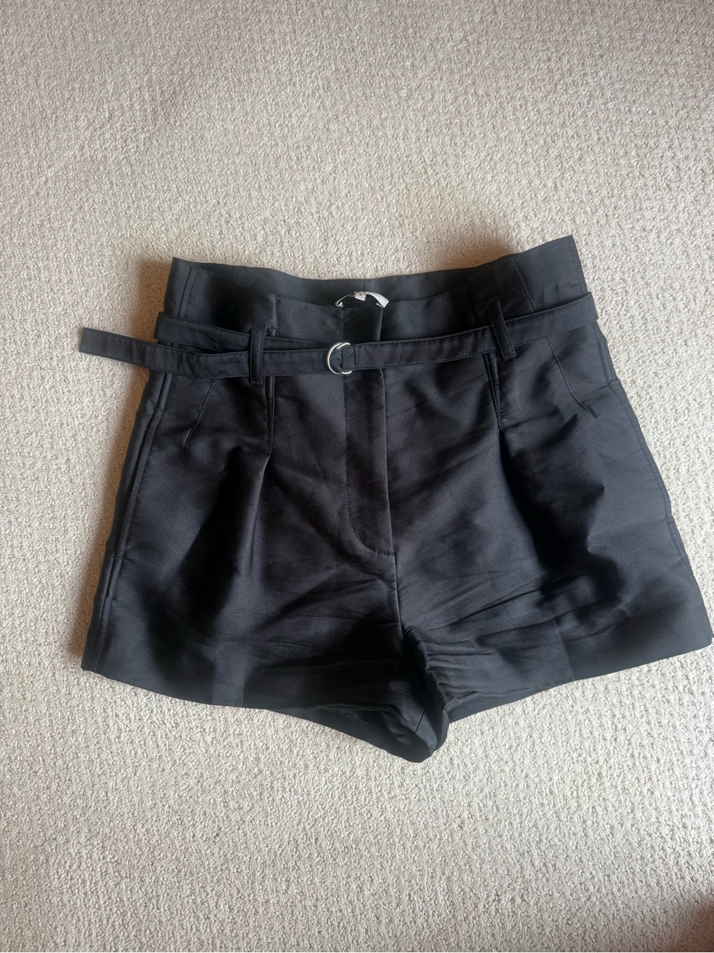 High-Waist Black Women's Belted Shorts